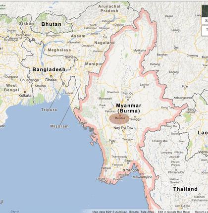 Rakhine - central Burma where riots taking place