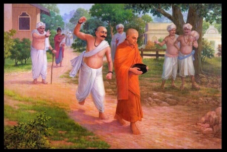 A Brahmin attacked Buddha