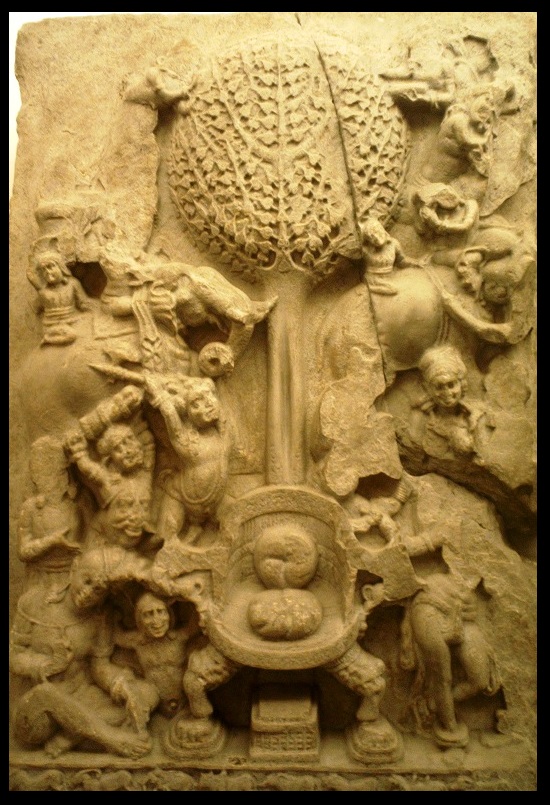 Mara attacking Buddha Amaravati 2nd cent CE