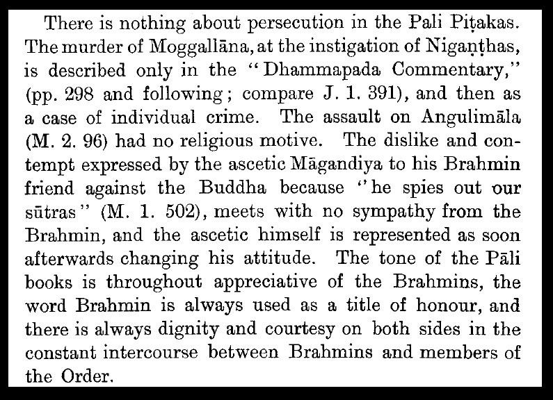 Persecution of the Buddhists in India - Rhys Davids- nothing mentioned in Pali texts