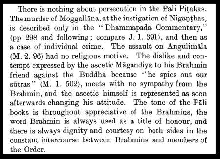 Persecution of the Buddhists in India - Rhys Davids- nothing mentioned in Pali texts